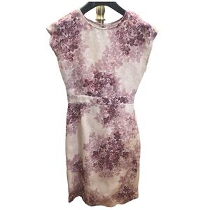 New silk gazar J. Crew Collection dress with purple hydrangea